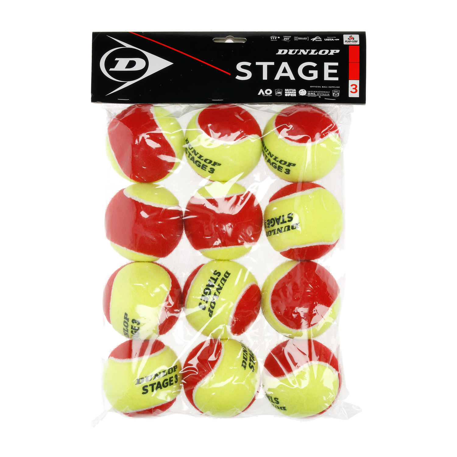 Kader Spelling De stad Dunlop Stage 3 Red - 12 tennis ball Polybag