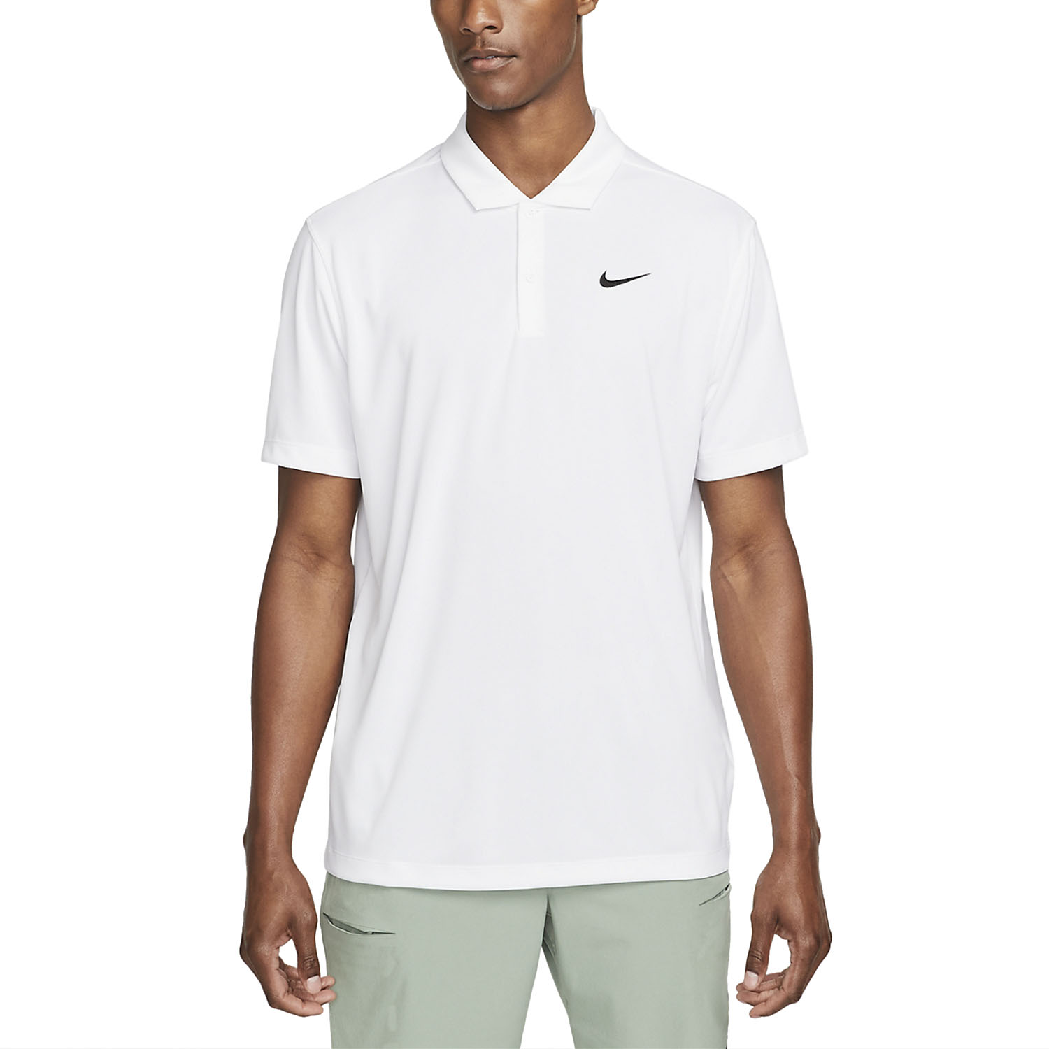 Nike Dri-FIT Solid Logo Men's Tennis Polo - Black/White