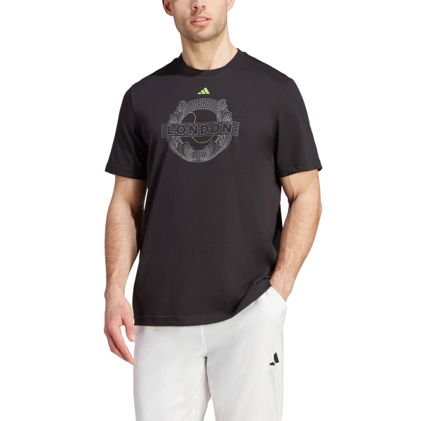 Maglietta Tennis Uomo adidas adidas AEROREADY Graphic TShirt  Black  Black II5902