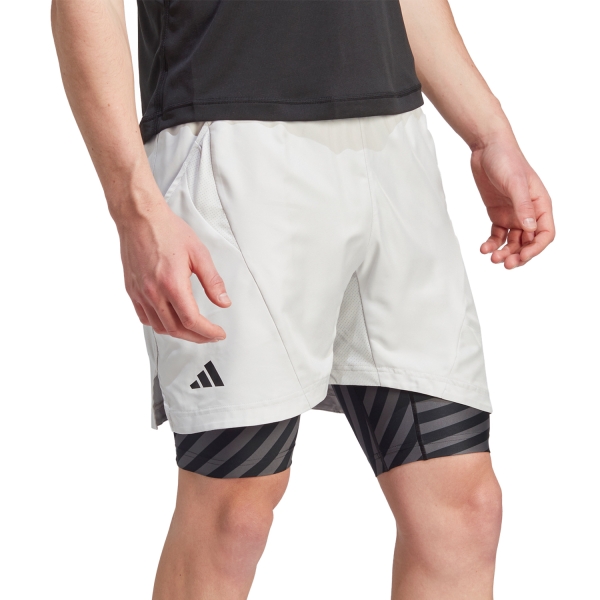 Pantaloncini Tennis Uomo adidas adidas Pro 2 in 1 7in Shorts  White/Black  White/Black IU3204