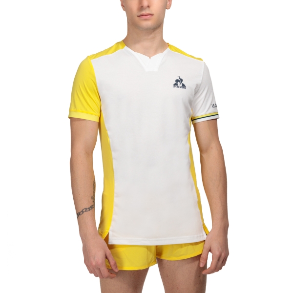 Maglietta Tennis Uomo Le Coq Sportif Le Coq Sportif Pro Camiseta  New Optical White/Jaune Champion  New Optical White/Jaune Champion 2320691
